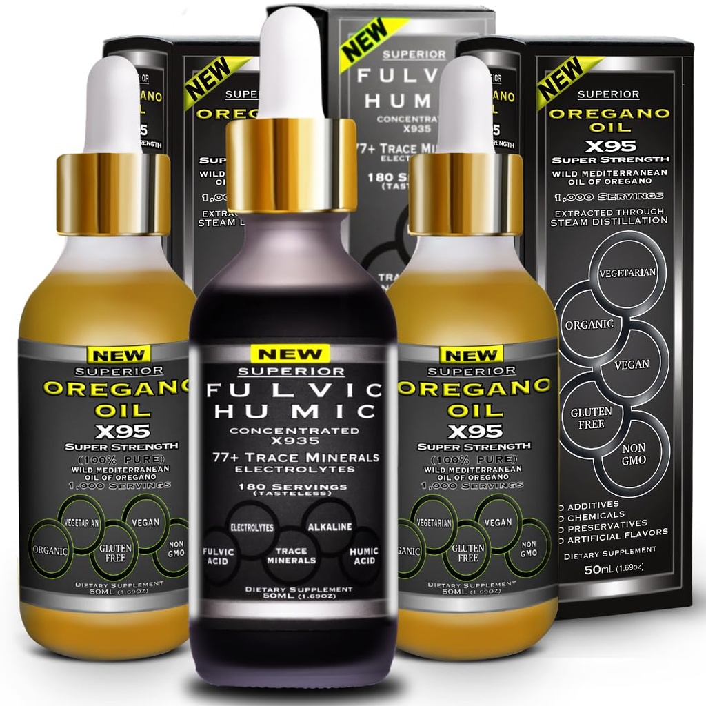 Fulvic Humic Acid Ionic Trace Minerals med Electrolytes Liquid Supplement Plus Oregano Oil Drops Super Strength Versatile Så Olie af Oregano Softgels og Kapsler