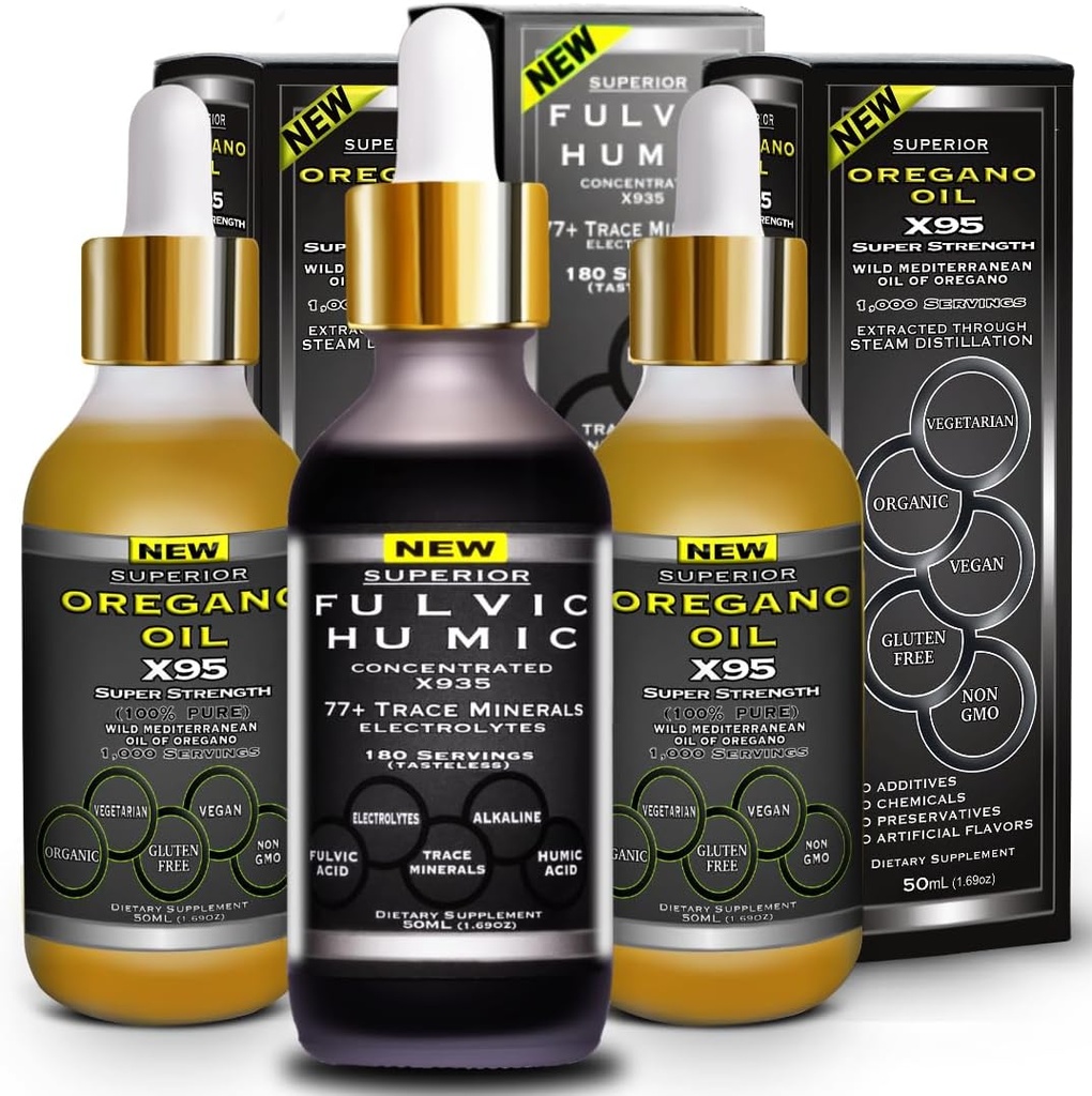 Fulvic Humic Acid Ionic Trace Minerals med Electrolytes Liquid Supplement Plus Oregano Oil Drops Super Strength Versatile Så Olie af Oregano Softgels og Kapsler