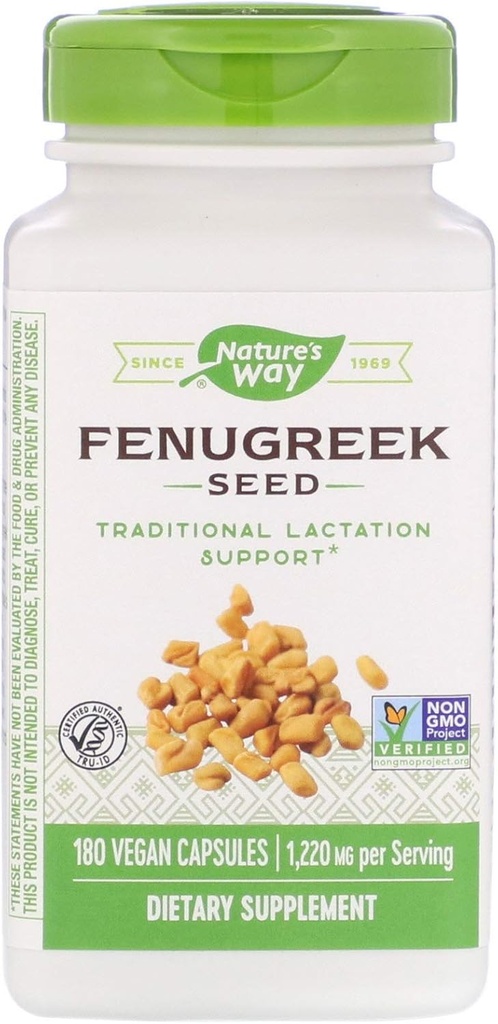 Nature 's Way Fenugreek Seed 1,220 mg, Non- GMO Project Verified, TRU- ID Certified, Vegetar, 180 Count, Pack of 2