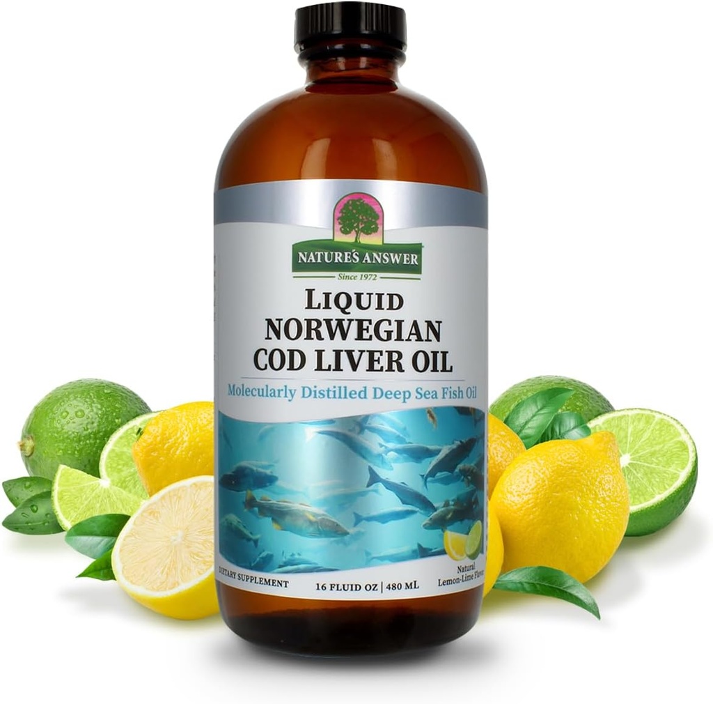 Naturens svar Cod Lever Oil Liquid Supplement, 16- Fluid Ounces Measures 124; fremmer en sund hjerte & Brain Measurement 124; Kognitiv og cardiovaskulær Support 124; Great Tasting (Pack of 2)