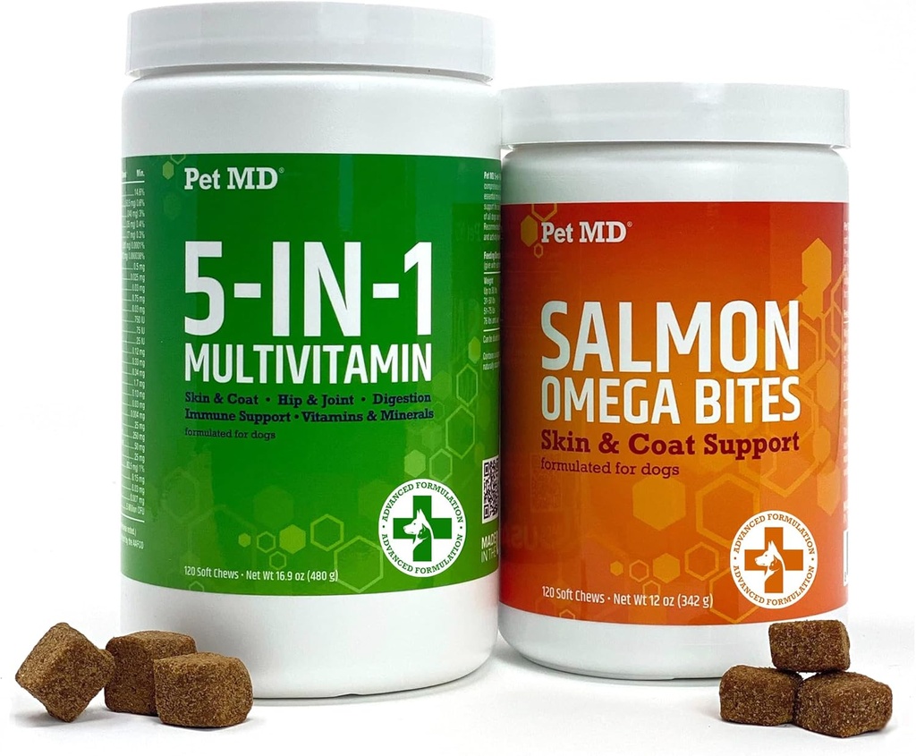 Pet MD Salmon Omega Bites + 5in1 Multivitamin Softchews
