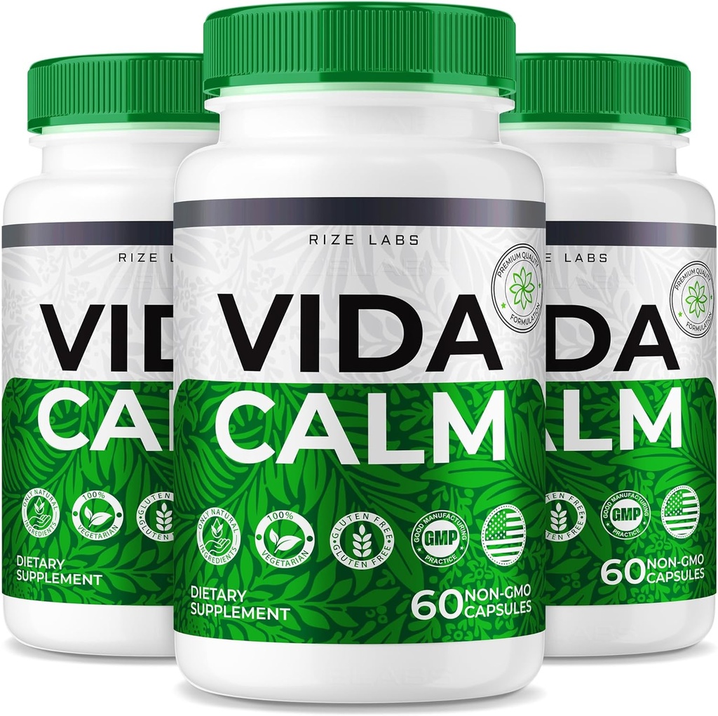 rize laboratorier - Vida Calm Advanced Formel Kapsler, Giver maksimal styrke, for Stress, Calming, Afslapning, Supplement (180 Kapsler)