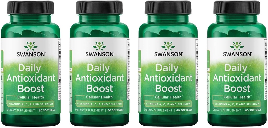Swanson Vitamin Daily Antioxidant Boost - fremmer cellulær sundhed & immunforsvar - Understøtter naturlige Defensive Nourisation - (60 Softgels) 4 Pack