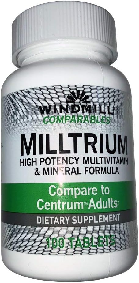 Windmill Comparables Milltrium High Potency Multivitamin and Mineral Tablets 100 Ea (pakke med 2)