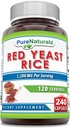 Pure Naturals Red Yeast Rice 1200 Mg per Serving, 240 Kapsler Supplement 124; Non- GROMs 124; Gluten Free Gluten 124; Lavet i USA
