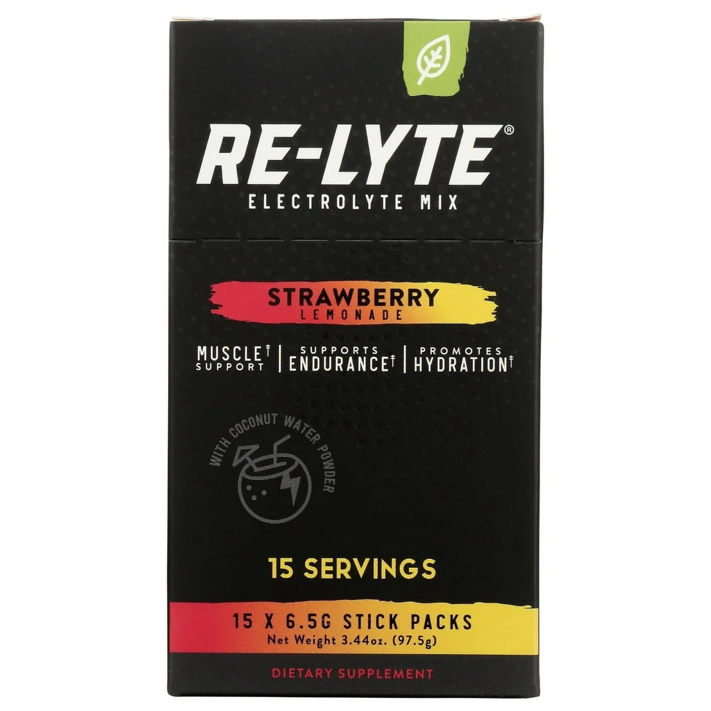 RELYTE Re- Lyte Electrolyte Drink Mix Strawberry Lemonade 15 Serveringspakker 3.44 oz.