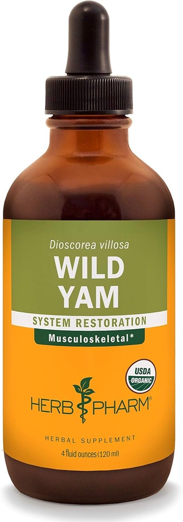Herb Pharm Certified Organic Wild Yam Liquid Extract til understøttelse af bevægeapparatet - 4 Ounce