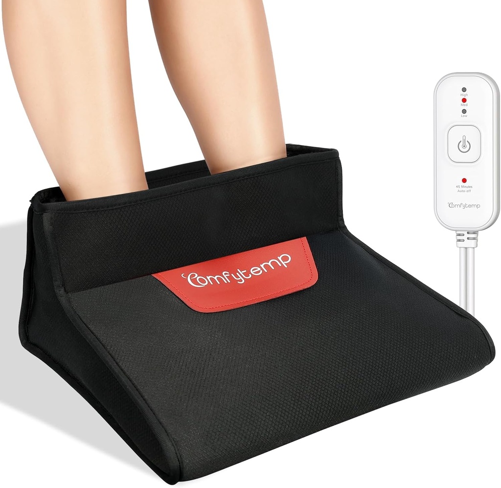 Comfytemp Elektrisk Opvarmet Foot Varmer til mænd og kvinder, 3D Foot opvarmning Pad til kolde fødder Ankler Relief, Tør varme Feet Sanua Under Desk 45Auto lukket med 3 varme, Office Home Winter