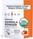 KOYAH - Økologisk Acerola Pulver: Frysetørret, 100% Ren, 500 mg naturlige C-vitamin per Scoop, Whole- Food, Non- GMO, Vegan, 60 Servering, Lavet af acerola Kirsebær dyrket i Brasilien