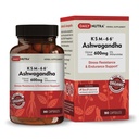 DailyNutra KSM- 66 Ashwagandha 600mg Organic Root Extract - High Potency Supplement med 5% Chalanolides C124; Relieves Træthed, Understøtter Afslapning, Fokus, Energi, & Muscle Growth (90 Kapsler)