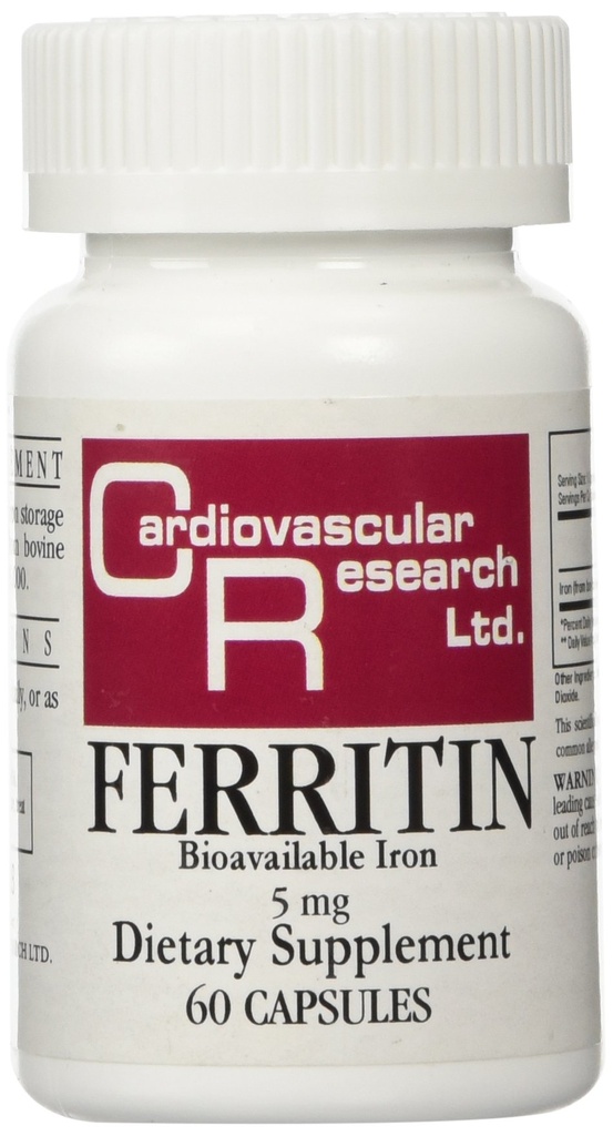 Kardiovaskulær forskning Ferritin Maksimalt absorptionsjerntilskud 1- pakning, 01- fløde, 60 kapsler