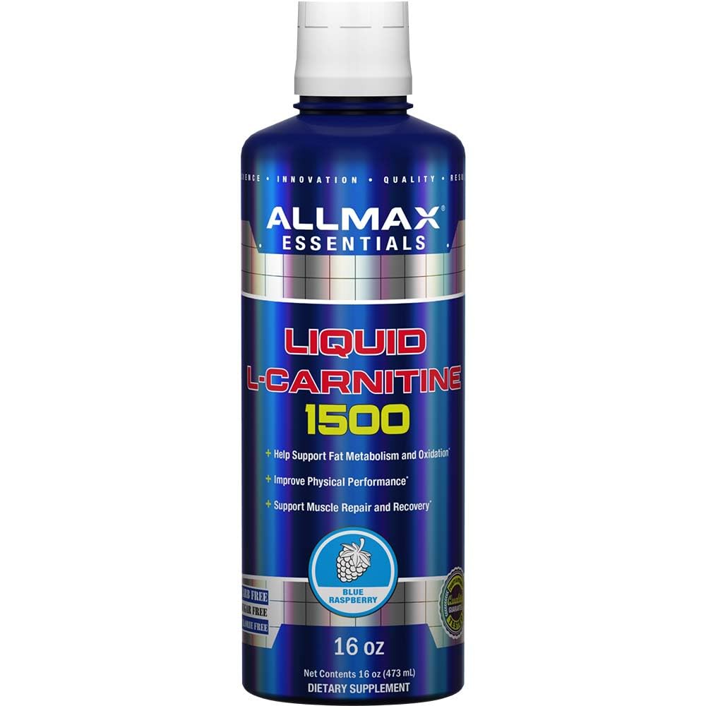 ALLMAX Nutrition Flydende L- Carnitin 1500, Blå Hindbær, 16 oz (473 ml)