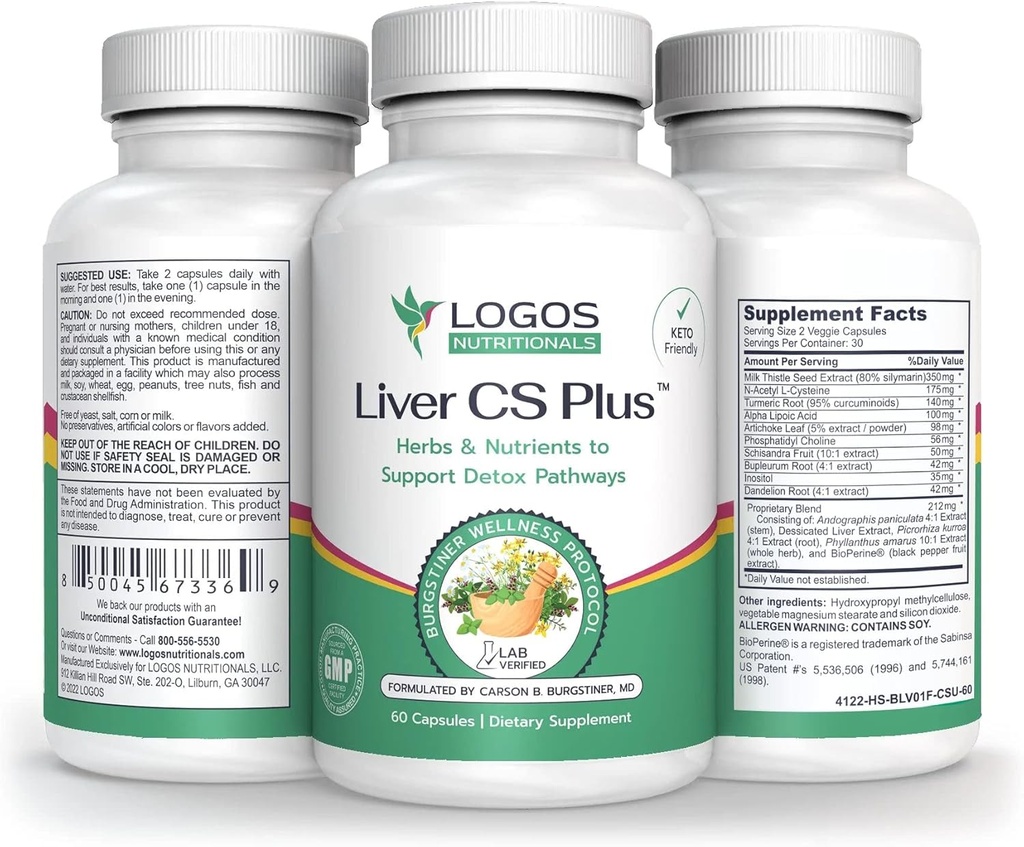 Logos Nutritionals- Lever CS Plus- 60 Kraftfuld Lever Detox Formel Veggie Caps- Stigende Glutathion og sænkende oxiderende stress.