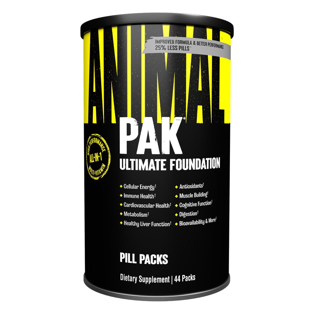Animal Pak - Praktisk Multivitamin til mænd og kvinder Daily All- in- One Vitamin & Supplement Pack - Zink, Vitamin C, B, D, Aminosyrer, og immunforsvar - Sport Nutrition Performance - 44 Tæl
