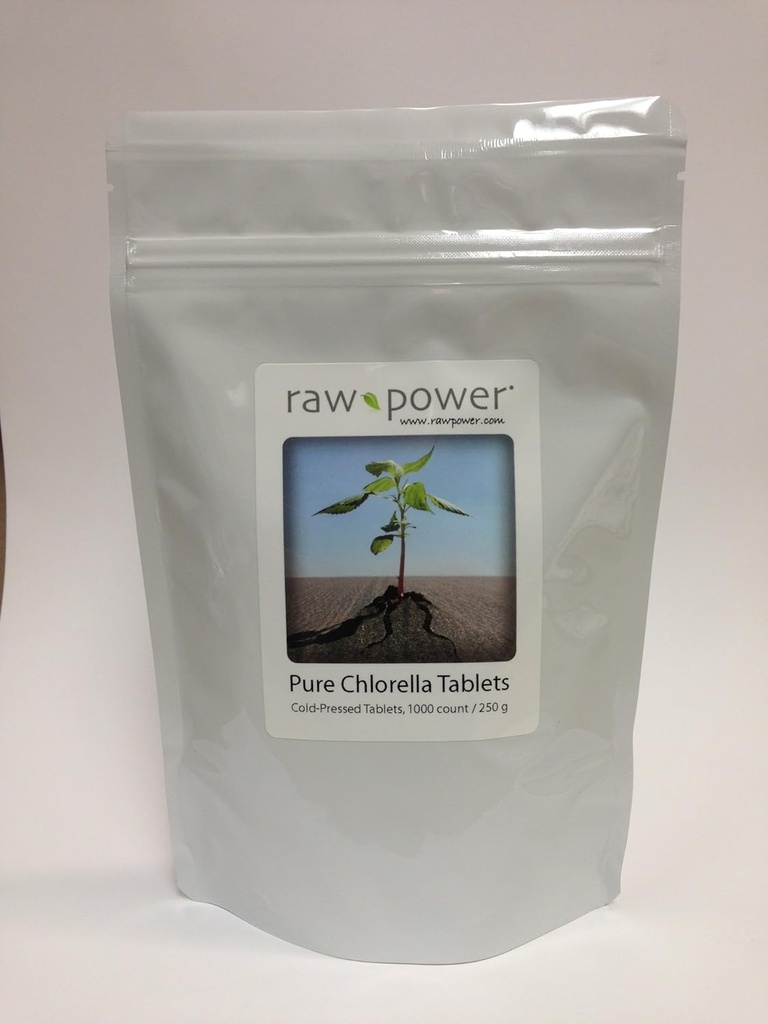 Raw Power Chlorella Tablets (1000 Count, 250g), Cold-Pressed, 100% raw and Pure, Organics Brand