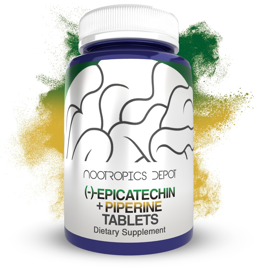 Nootropics Depot Epicatechin Tabletterne er 124; 200mg (−) − Epicatechin + 6mg Piperine til biotilgængelighed • 124; Green Tea Extract • 124; fremmer muskelmasse, kardiovaskulær sundhed og energi • 124; 30 Tælling