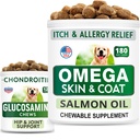 BARK & SPARK Glucosamine Hund Treats + Omega 3 for hunde Bundle - Hip Support og fælles smertestillende supplement + Fish Oil Chews for Shedding, hudallergi, Itch Relief, Hud og Coat Supplement