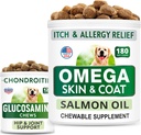 BARK & SPARK Glucosamine Hund Treats + Omega 3 for hunde Bundle - Hip Support og fælles smertestillende supplement + Fish Oil Chews for Shedding, hudallergi, Itch Relief, Hud og Coat Supplement