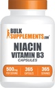 Bulkaddiments.com Niacin Capsules - Niacin Supplement, vitamin B3 - Gluten Free, 1 Kapsel per Serving, 365 Kapsler (pakning med 1)