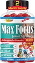 Max Focus Junior - Kids Focus & Calm Gummies against 124; Calming & Opmærksomhed Support for Kids & Teens med Ashwagandha against 124; Brain Vitummines against 124; Vegan, Non- GMO, 60 Gummies