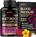Beet Root Capsules - Sund blodtryk Support * * til hjerte & cirkulation Support - med Hawthorn Berry, Hibiscus & hvidløg - Nitrooxid til energi - Lavet i USA, 120 Kapsler