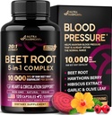 Beet Root Capsules - Sund blodtryk Support * * til hjerte & cirkulation Support - med Hawthorn Berry, Hibiscus & hvidløg - Nitrooxid til energi - Lavet i USA, 120 Kapsler