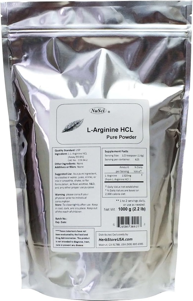 L- arginin HCl Pure Powder 1000g (2, 2 lb)