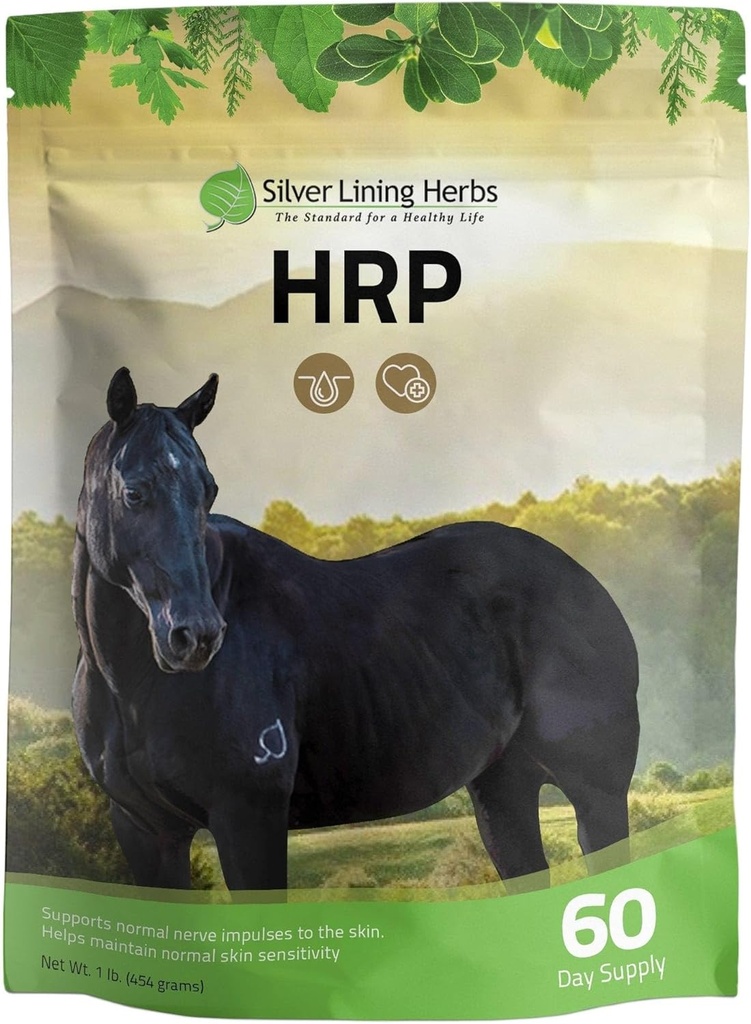 Sølv Lining Urter HRP - Understøtter naturlige nerve impulser til Horsens hud - fremmer normal hud følsomhed - Hjælper med overaktive nerver - Urte supplement til heste - 1 LB taske