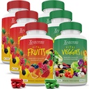 Justified Laboratories (6 Pack Vital Fruits and Veggies Supplement Whole Food Red & Green Superfoods Non GMO Vegan Friendly 540 Veggie Capsules 6 Flasker
