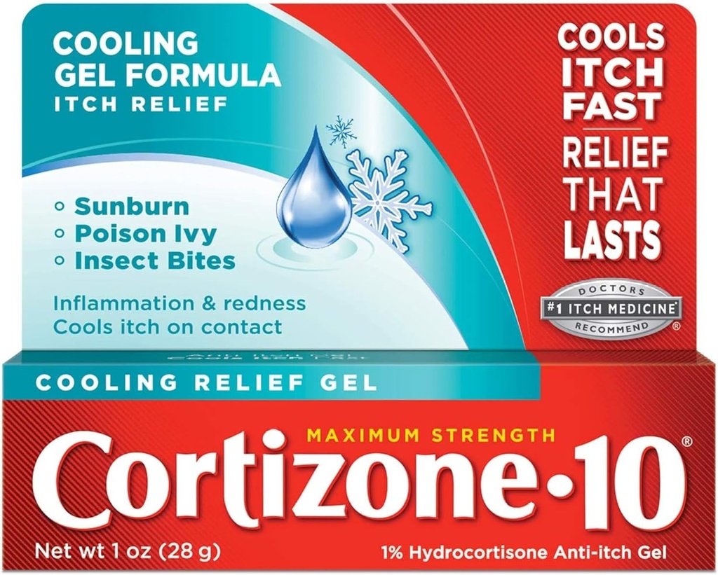 Cortison-10 Cooling Relief Anti- Itch Gel 1 oz (pakke med 2)