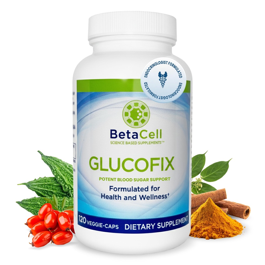 Glucofix - Berberine Supplement - Urte tillæg med kanel, Gymnema, Berberine, Bitter Melon, og gurkemeje - 120 kapsler