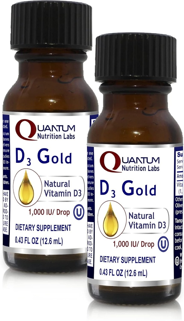 QNL D3 Guld - Vitamin D flydende dråber - Knoglestyrke supplement - Tilbud Kardiovaskulær & immunforsvar - Premium Health & Wellness Product - 0,43 fl oz (2 Pack)