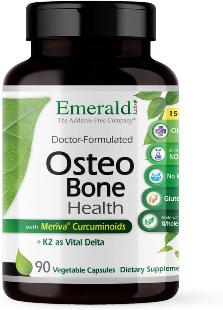 NØDSITUALSKE ETIKER Osteo Bone Health - immunforsvar & ben & fælles tillæg med vitamin D3, K2, Calcium, Magnesium, OptiMSM, Meriva Phytosome & mere - 90 vegetabilske kapsler