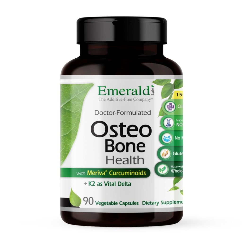 NØDSITUALSKE ETIKER Osteo Bone Health - immunforsvar & ben & fælles tillæg med vitamin D3, K2, Calcium, Magnesium, OptiMSM, Meriva Phytosome & mere - 90 vegetabilske kapsler