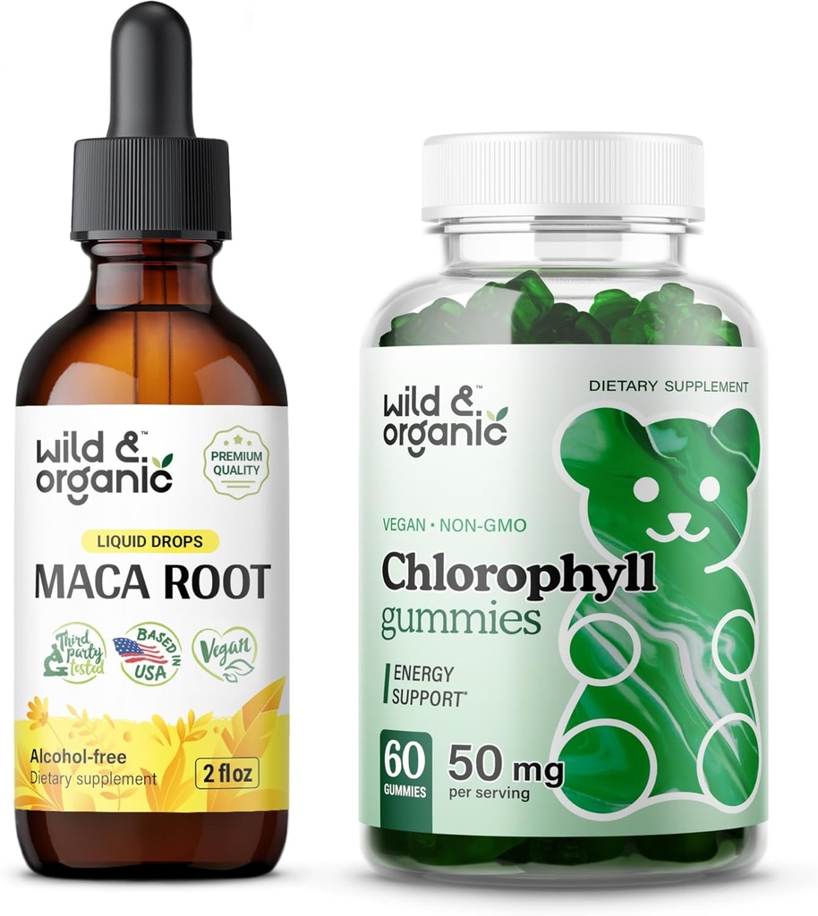 Wild & Organic Maca Root Tincture 2 fl oz & Chlorophyll Gummies