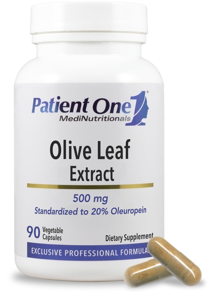 Patient 1 Olive Leaf Extract 500 mg 1 125; supplement til understøtning af immun- og hjertesygdomme * 125; Standardiseret til 20% Oleuropein 1 125; 90 kapsler