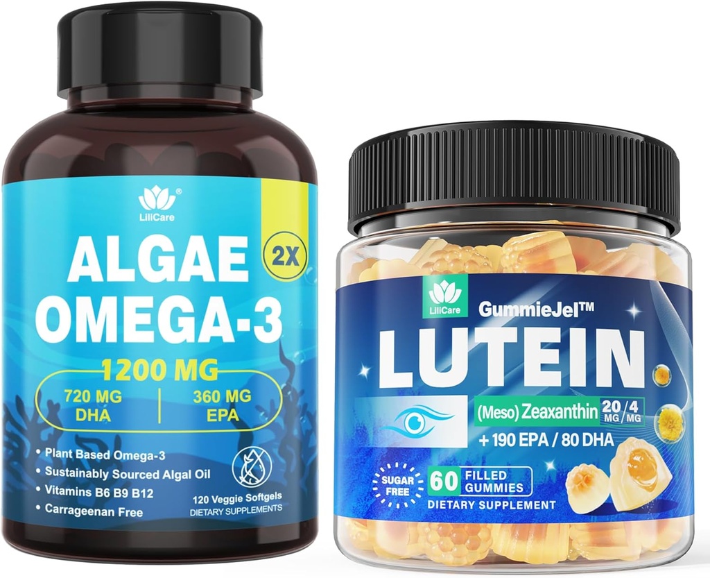 Sugar Free Lutein 20mg 40mg + Vegan Omega 3 DHA EPA