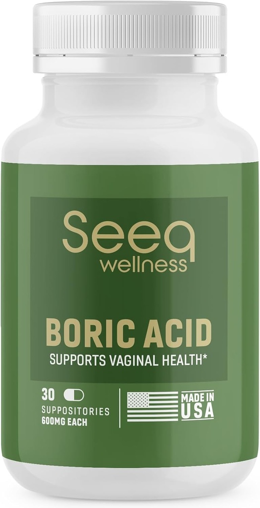 Borsyre suppositorier for kvinder - Hjælper støtte Odor Control og Balance Vaginal PH, Made in USA - 30 Greve