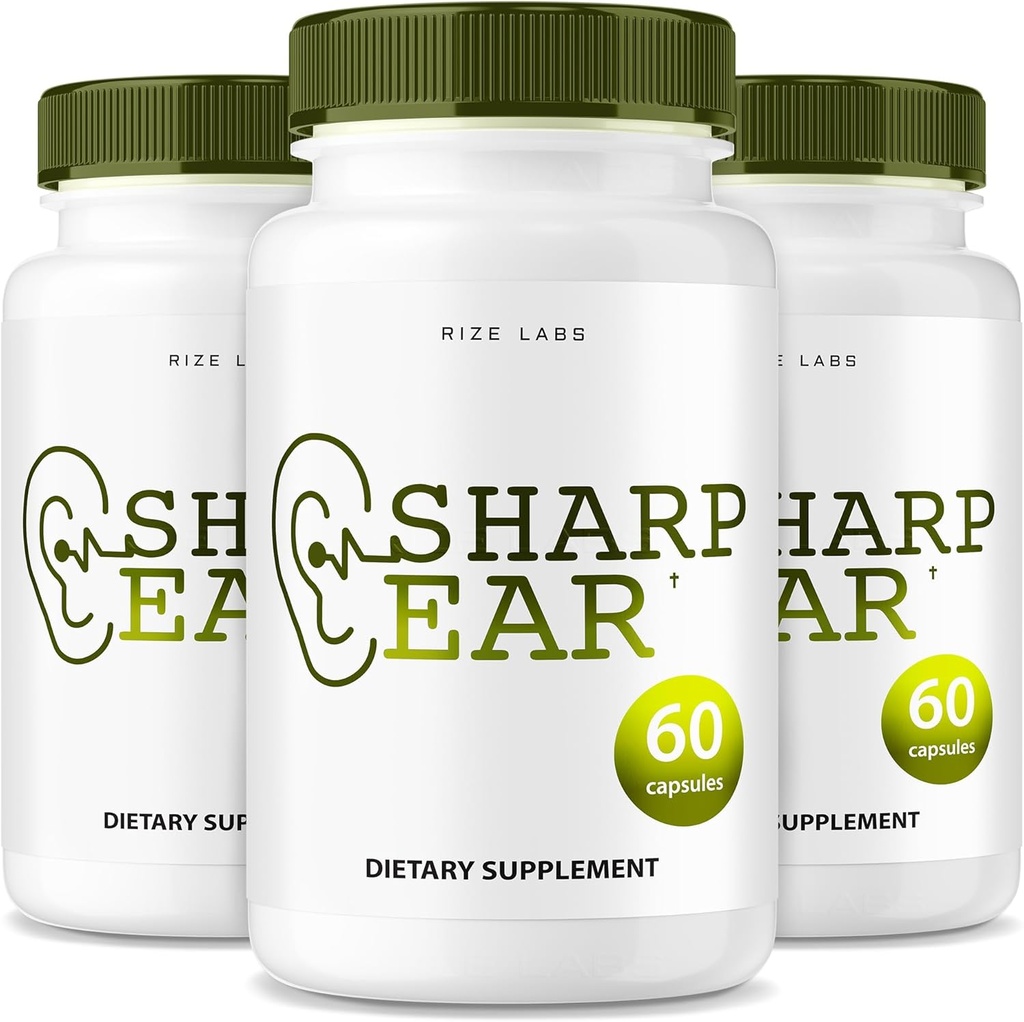 rize laboratorier Sharp Ear Kapsler, piller til klar hørelse, supplement til at genoprette hørelse sundhed, avanceret formel maksimal styrke - pakke med 3 (180 kapsler)