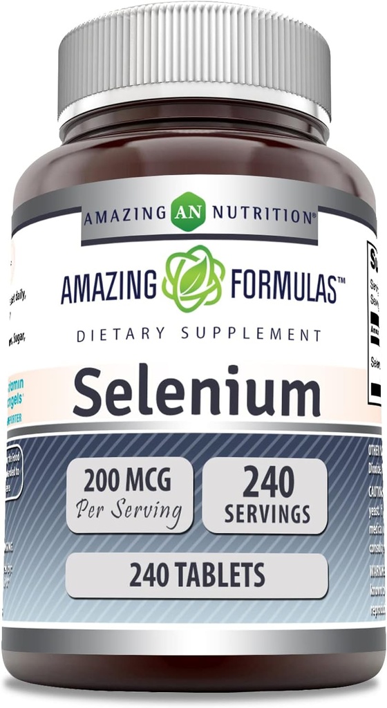 Amazing Formulas Selenium 200 Mcg | Tablets Supplement | Non-GMO | Gluten-Free | Made in USA (1 Pack | 240 Count)