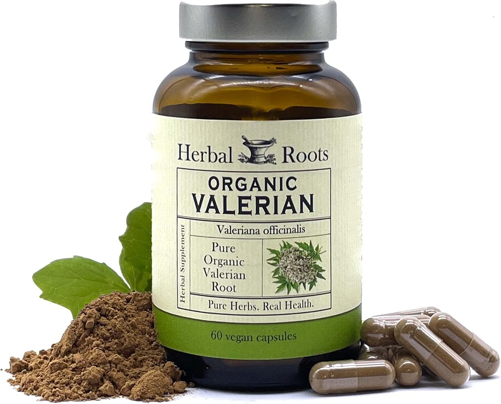 Urteudtræk Pure Organic Valerian Root Capsules - 900 mg - Non- Habit Danning uden melatonin, Non- GMO - 60 Grev Vegan Capsules, Urteudtræk