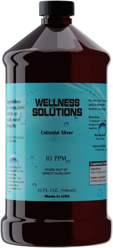 Kolloid sølv - Wellness Solutions - Vegan - Gluten Free 32 fl. oz