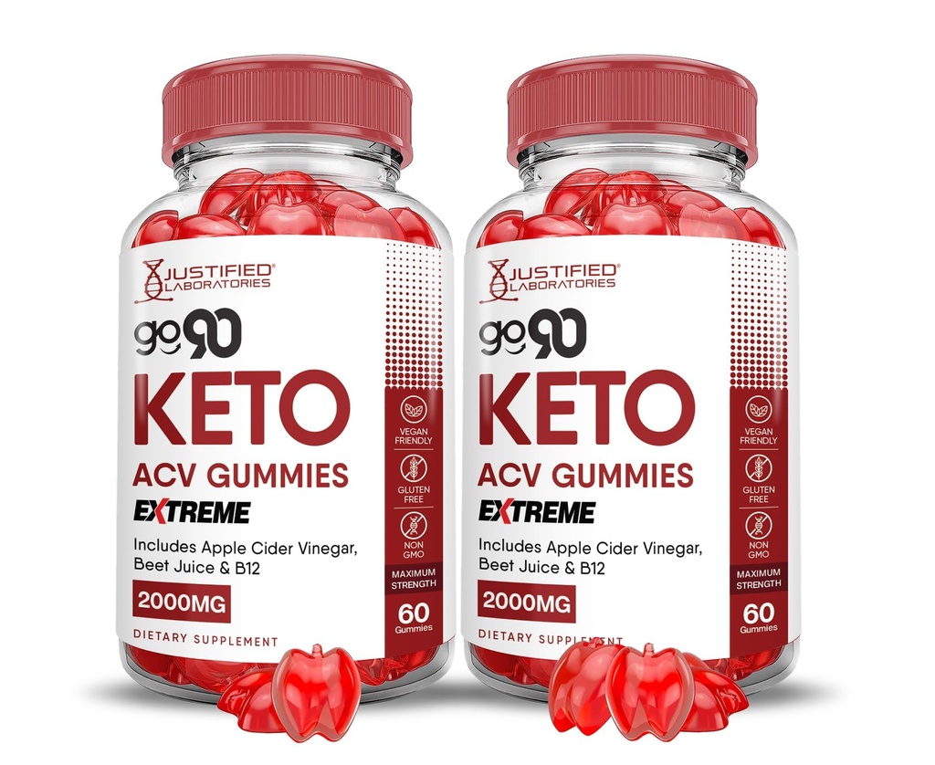 Justified Laboratories (2 Pack Go 90 Keto ACV Gummies Extreme 2000MG Go90 Keto Gummies Apple Cider Vinciate Formuleret med Pomegranate Beet Juice Powder B12 Vegan Non GMO 120 Gummys