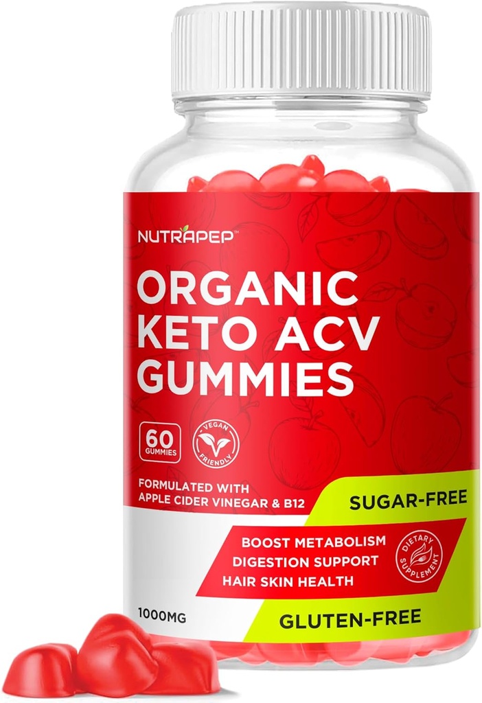 Organic Keto ACV Gummies - Gluten- Free & Sugar- Free Apple Cider Vinitor Supplement for kvinder Mænd (1000MG)