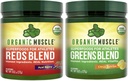 Organic Muscle Vegan Greens and Reds Superfood Powder - USDA Organic & Plant Based Red Juice & Green Juice Powder Bundle for Energy, Focus, Digestion & Immune System - Non GMO 30 Servings