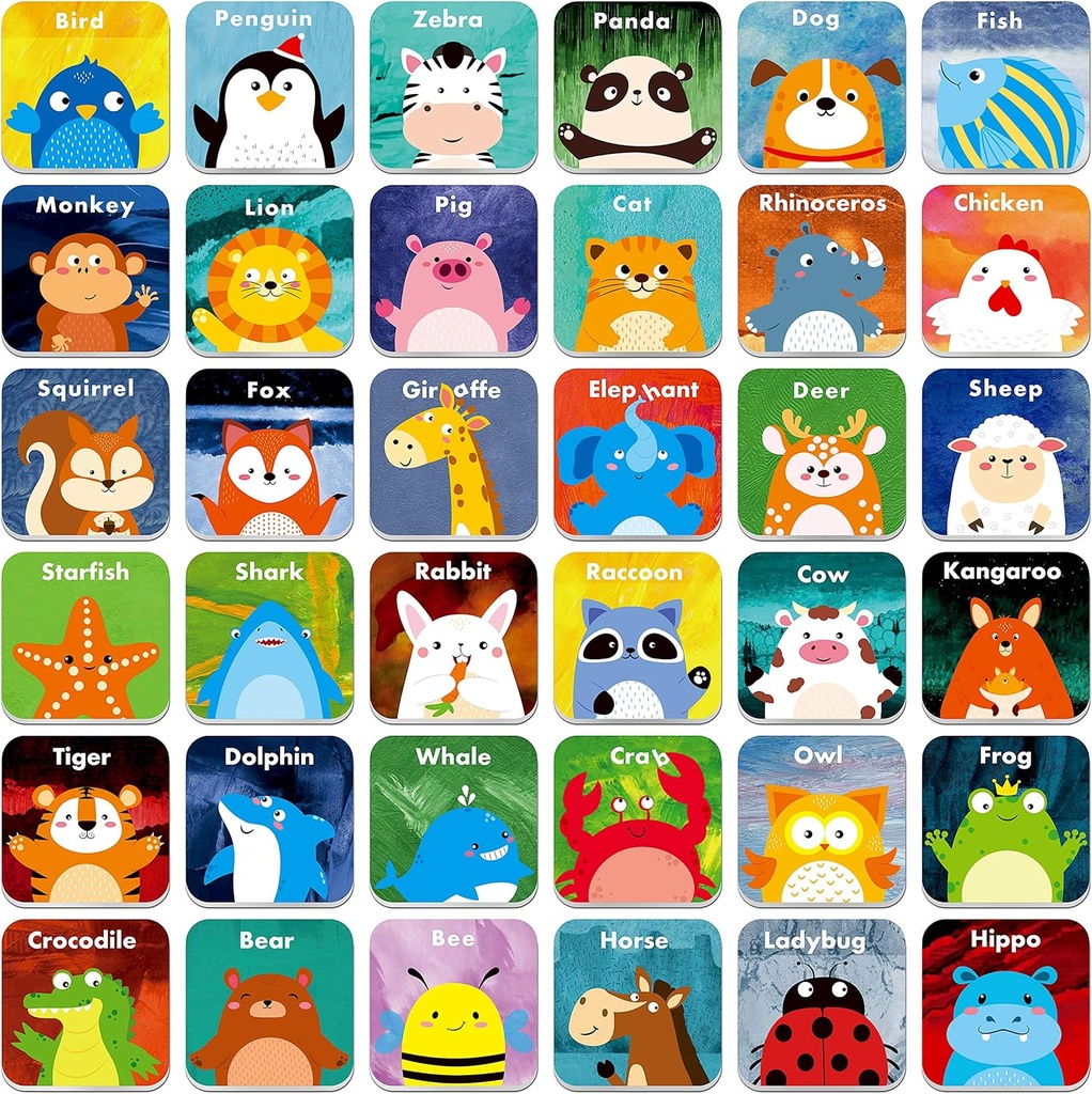 Hebayy 36 par dyr matchende spil Cartoon Flash Cards lettere (72 pc 'er, hver foranstaltning 2 "X 2")