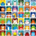 Hebayy 36 par dyr matchende spil Cartoon Flash Cards lettere (72 pc 'er, hver foranstaltning 2 "X 2")