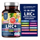 N1N LHC + 15-in-1 immunforsvar supplement med Spirulina, gurkemeje, Ginseng, Guarana, D-vitamin og C-vitamin for Immunitet, energi og Long- Haul Relief, 60 Veg Caps, flaske farve kan Vary