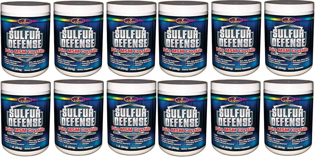 7 Lights Svovl Defense, Pure 99,9% MSM (Methylsulfonylmethan) krystaller, 1 Pund, Case Pack af 12