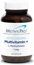 MethylPro Multivitamin + 1 mg Methylfolat - Jernfrit Multivitamin til kvinder og mænd med vitamin A, C, Mineraler, Metyleret B-kompleks, Multi Vitamin uden jern - 30 kapsler